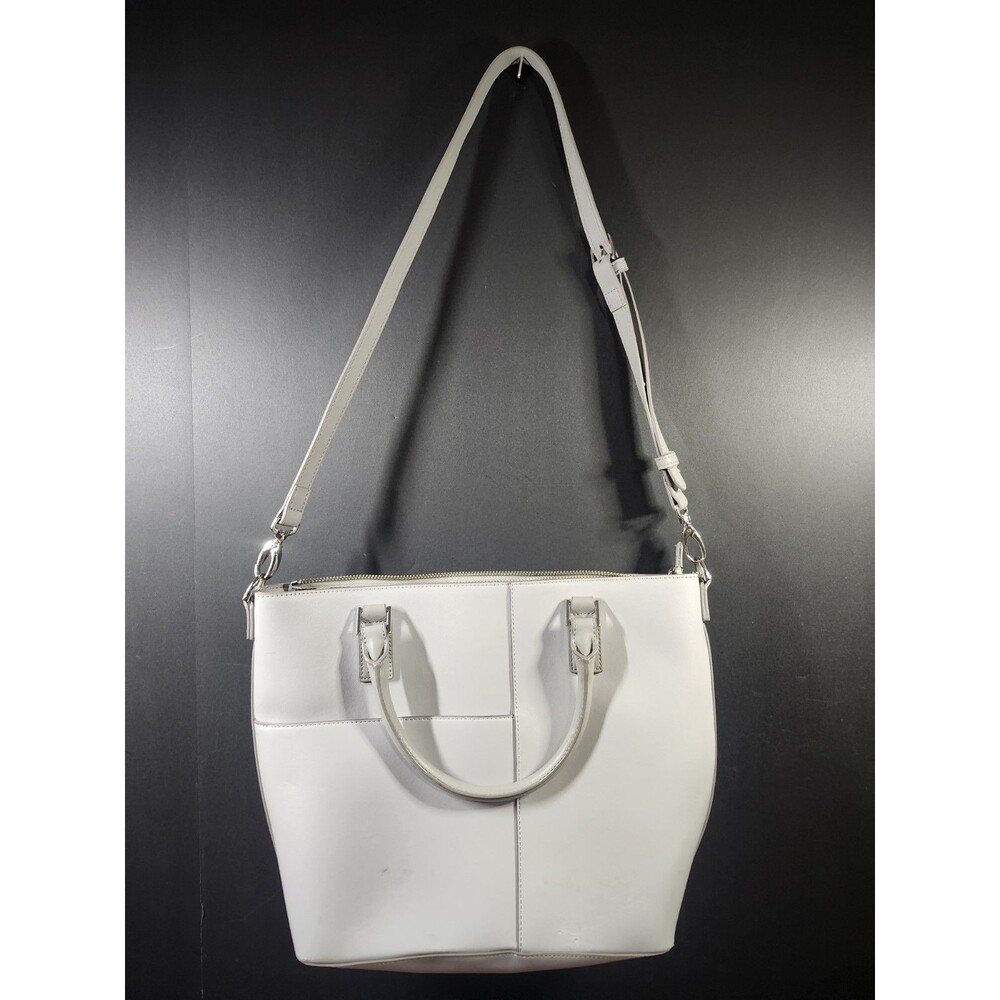 Vera Bradley Northbrook Composition Satchel in a dove gray faux leather finish.